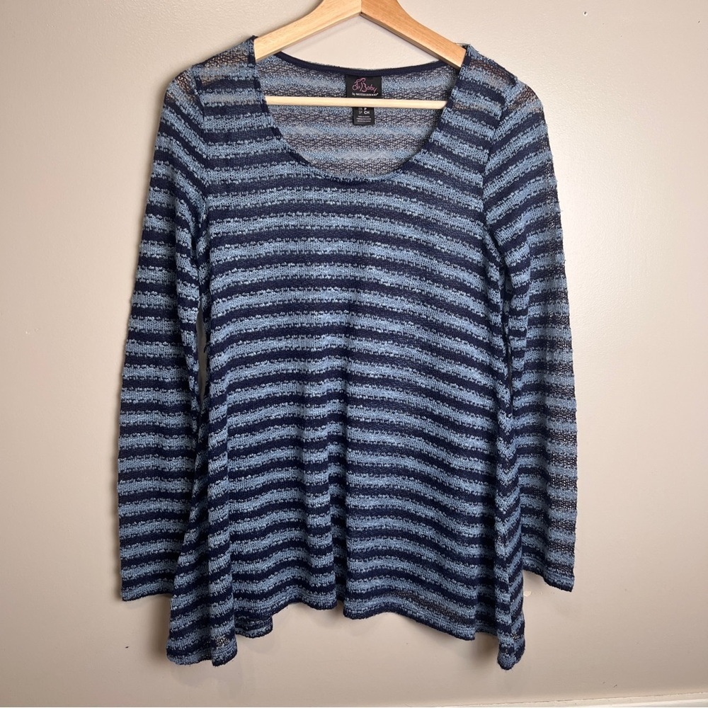 Oh Baby by Motherhood Blue Striped Maternity Long Sleeve Knit Top Size Small EUC